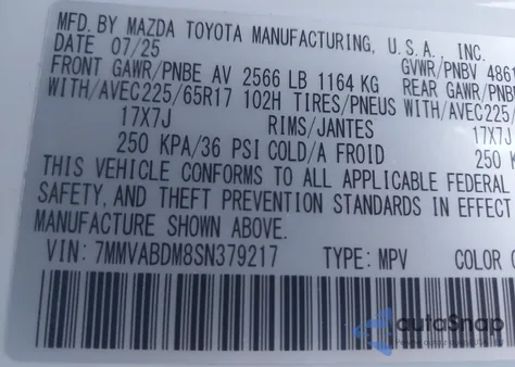 2025 Mazda Cx-50 2.5 S Premium Package z USA, uszkodzony, nr VIN 7MMVABDM8SN379217